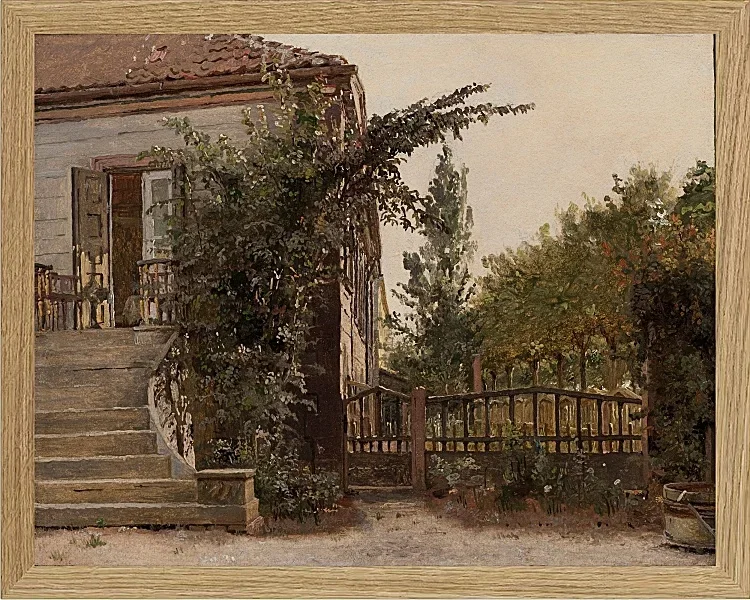 Christen Købke – Die Gartentreppe führt zum Atelier des Künstlers am Blegdammen 1841 | Giclée Kunstdruck gerahmt