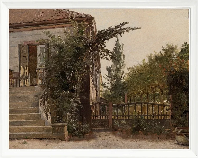 Christen Købke – Die Gartentreppe führt zum Atelier des Künstlers am Blegdammen 1841 | Giclée Kunstdruck gerahmt