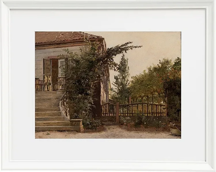 Christen Købke – Die Gartentreppe führt zum Atelier des Künstlers am Blegdammen 1841 | Giclée Kunstdruck gerahmt
