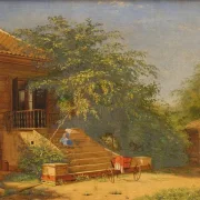 Christen Købke – Die Gartentreppe führt zum Maler Chris 1844 | Giclée Kunstdruck gerahmt
