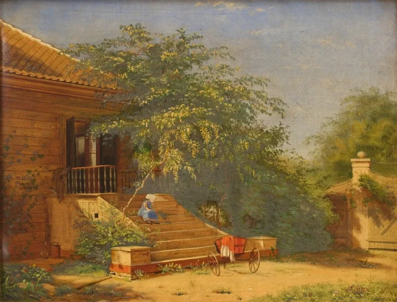 Christen Købke – Die Gartentreppe führt zum Maler Chris 1844 | Giclée Kunstdruck gerahmt