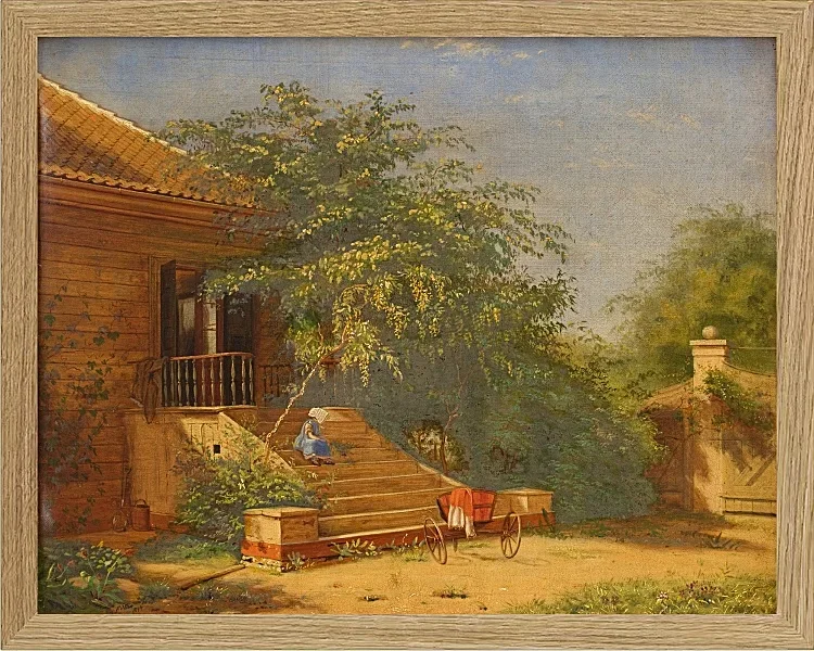 Christen Købke – Die Gartentreppe führt zum Maler Chris 1844 | Giclée Kunstdruck gerahmt