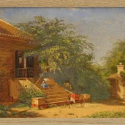 Christen Købke – Die Gartentreppe führt zum Maler Chris 1844 | Giclée Kunstdruck gerahmt
