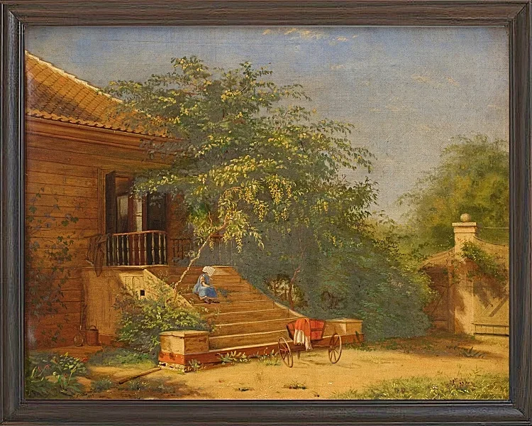 Christen Købke – Die Gartentreppe führt zum Maler Chris 1844 | Giclée Kunstdruck gerahmt