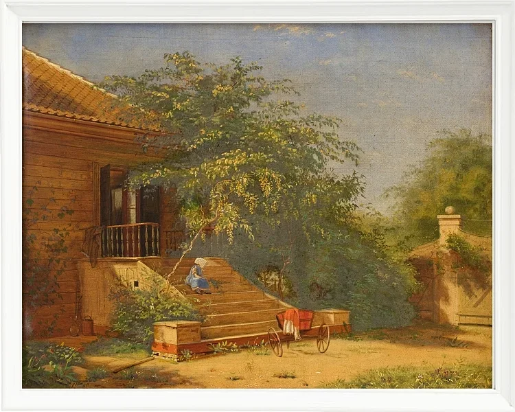 Christen Købke – Die Gartentreppe führt zum Maler Chris 1844 | Giclée Kunstdruck gerahmt