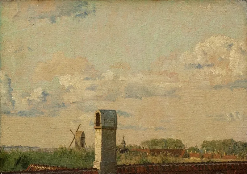 Christen Købke | Blick aus einem Fenster im Toldbodvej auf die Zitadelle in Kopenhagen – 1833 | Gerahmter Kunstdruck | Goldenes Zeitalter Dänemark | formida