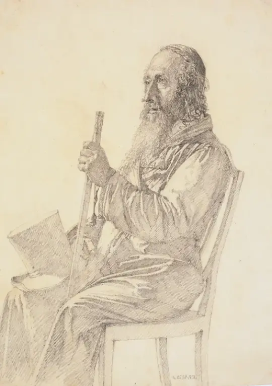 Christen Købke | Porträt eines alten polnischen Juden -1833 | Gerahmter Kunstdruck | Goldenes Zeitalter Dänemark | formida