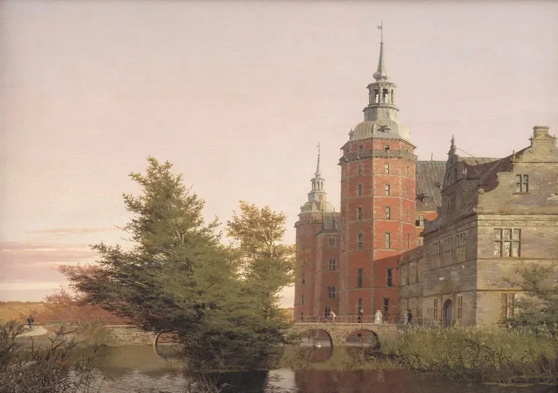 Christen Købke | Schloss Frederiksborg, gesehen von Nordwesten - 1836 | Gerahmter Kunstdruck | Goldenes Zeitalter Dänemark | formida