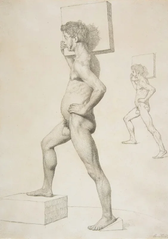 Christen Købke | Studie af en mandlig nøgenmodel - 1832 | Indrammet kunsttryk | Danmarks Guldalder | formida