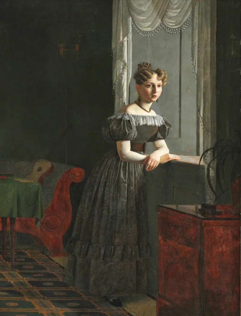 Christen Købke – Porträt der Schwester des Künstlers Conradine Købke 1830 | Giclée Kunstdruck gerahmt