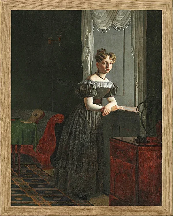 Christen Købke – Porträt der Schwester des Künstlers Conradine Købke 1830 | Giclée Kunstdruck gerahmt