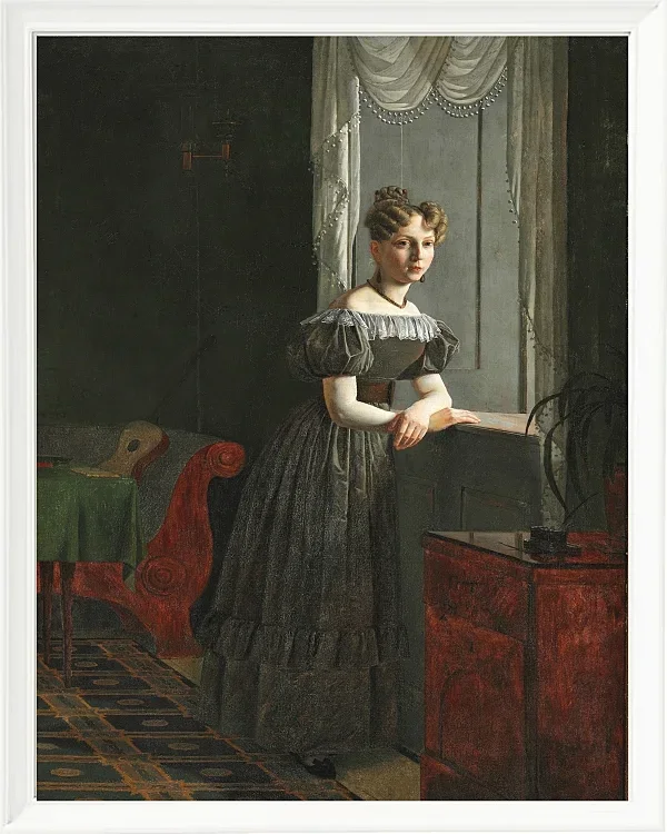 Christen Købke – Porträt der Schwester des Künstlers Conradine Købke 1830 | Giclée Kunstdruck gerahmt