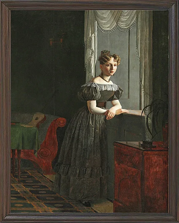 Christen Købke – Porträt der Schwester des Künstlers Conradine Købke 1830 | Giclée Kunstdruck gerahmt