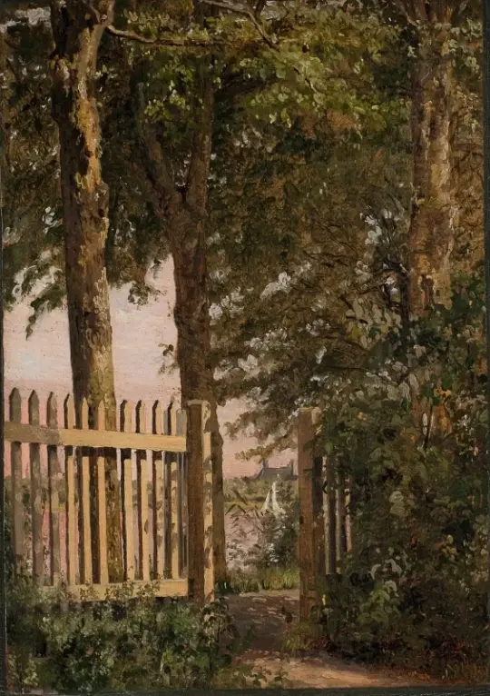 Christen Købke | Haveporten til Kunstnerhjemmet ved Blegdammen - 1834 | Indrammet kunsttryk | Danmarks Guldalder | formida