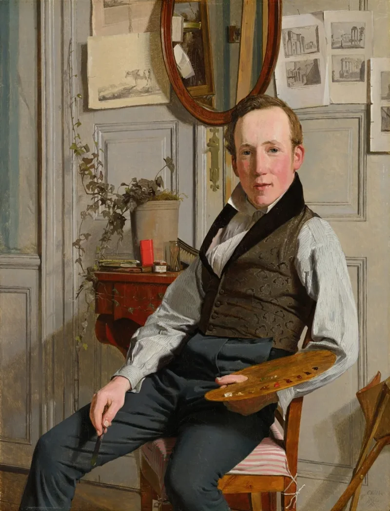 Christen Købke – Porträt von Frederik Sødring 1832 | Giclée Kunstdruck gerahmt