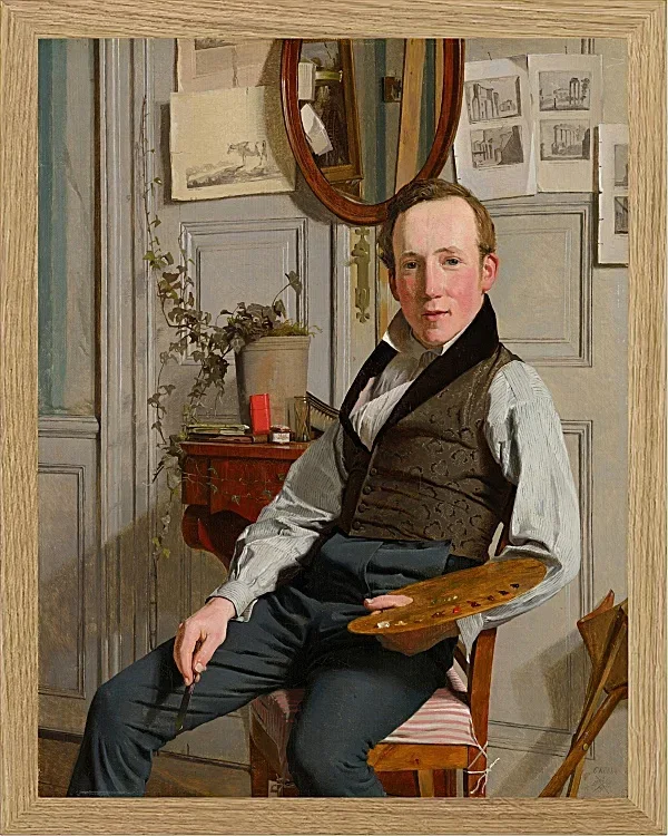 Christen Købke – Porträt von Frederik Sødring 1832 | Giclée Kunstdruck gerahmt