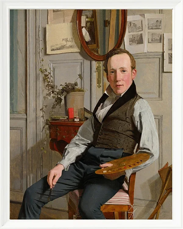 Christen Købke – Porträt von Frederik Sødring 1832 | Giclée Kunstdruck gerahmt