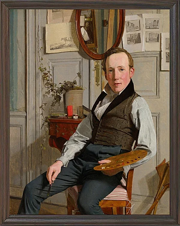 Christen Købke – Porträt von Frederik Sødring 1832 | Giclée Kunstdruck gerahmt