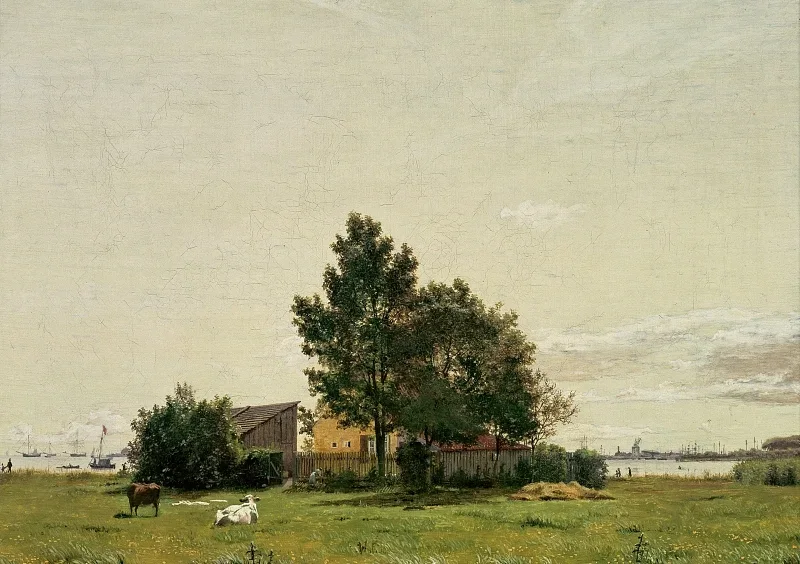 Christen Købke | Afsnit nær Kalkovnen med udsigt mod København - 1836 | Indrammet kunsttryk | Danmarks Guldalder | formida
