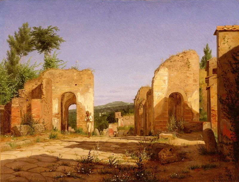 Christen Købke – Tor in der Via Sepulcralis in Pompeji 1846 | Giclée Kunstdruck gerahmt