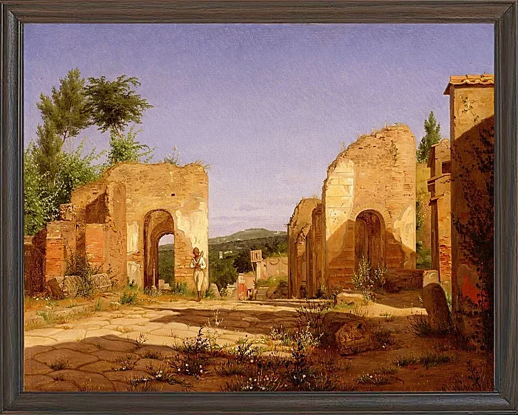 Christen Købke – Tor in der Via Sepulcralis in Pompeji 1846 | Giclée Kunstdruck gerahmt