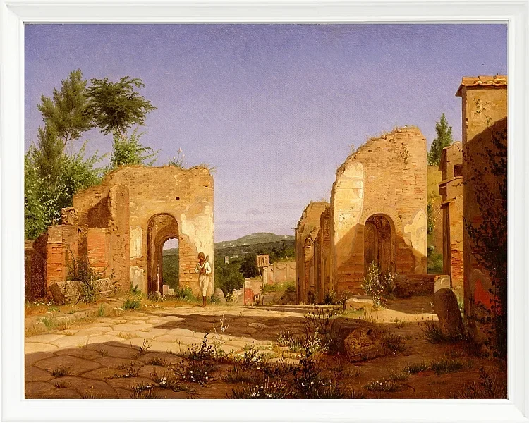 Christen Købke – Tor in der Via Sepulcralis in Pompeji 1846 | Giclée Kunstdruck gerahmt