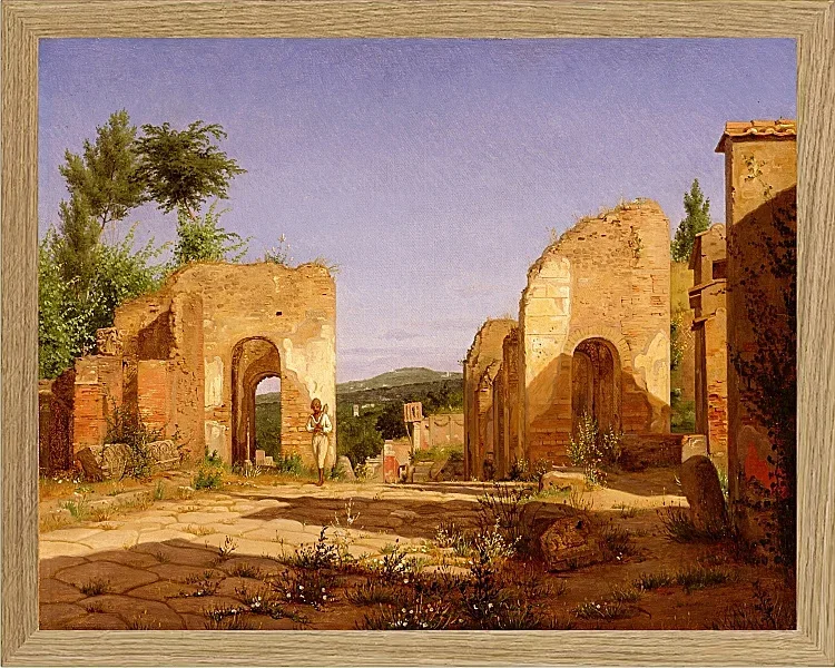 Christen Købke – Tor in der Via Sepulcralis in Pompeji 1846 | Giclée Kunstdruck gerahmt