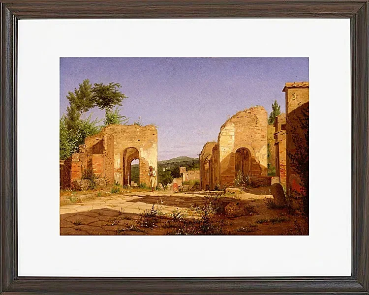 Christen Købke – Tor in der Via Sepulcralis in Pompeji 1846 | Giclée Kunstdruck gerahmt