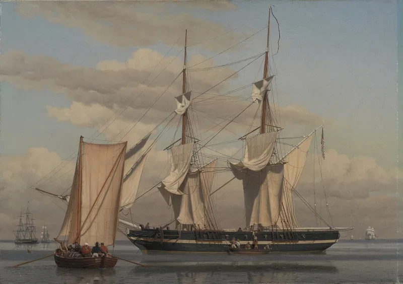 Christoffer W. Eckersberg | Eine amerikanische Marinebrigade liegt vor Anker – 1832 | Gerahmter Kunstdruck | Goldenes Zeitalter Dänemark | formida