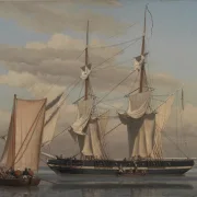 Christoffer W. Eckersberg | Eine amerikanische Marinebrigade liegt vor Anker – 1832 | Gerahmter Kunstdruck | Goldenes Zeitalter Dänemark | formida