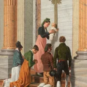 Christoffer W. Eckersberg | Andagt ved den hellige dør til Peterskirken - 1814 | Indrammet kunsttryk | Danmarks Guldalder | formida