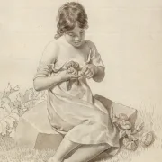 Christoffer W. Eckersberg | Ein kleines Mädchen, das sich an einem Rosenstachel in den Finger gestochen hat – 1812 | Gerahmter Kunstdruck | Goldenes Zeitalter Dänemark | formida