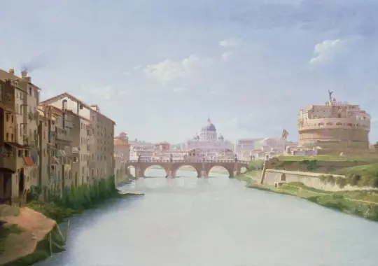 Christoffer W. Eckersberg | Ponte og Castel Sant'Angelo i Rom - 1814 | Indrammet kunsttryk | Danmarks Guldalder | formida