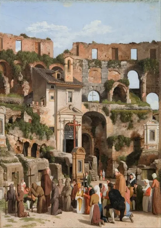 Christoffer W. Eckersberg | Udsigt over Colosseums indre - 1815 | Indrammet kunsttryk | Danmarks Guldalder | formida