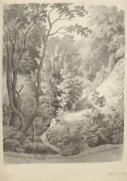 Christoffer W. Eckersberg | Liselund Gods Park på Møn - 1809 | Indrammet kunsttryk | Danmarks Guldalder | formida
