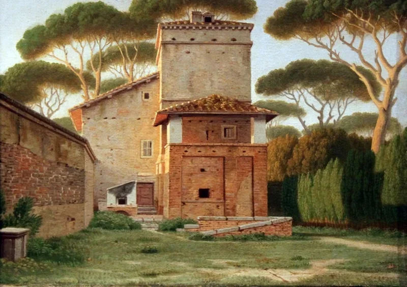 Christoffer W. Eckersberg | Portbygningen til Villa Borghese - 1816 | Indrammet kunsttryk | Danmarks Guldalder | formida
