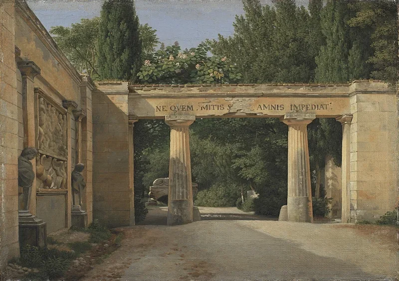 Christoffer W. Eckersberg | Blick auf den Garten der Villa Borghese in Rom - 1814 | Gerahmter Kunstdruck | Goldenes Zeitalter Dänemark | formida