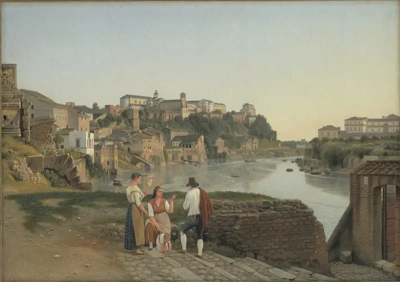 Christoffer W. Eckersberg | Tiberen mod Aventin-højen i Rom – 1815 | Indrammet kunsttryk | Danmarks Guldalder | formida