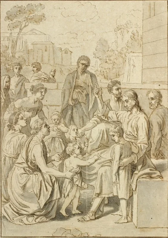 Christoffer W. Eckersberg | Christus und die kleinen Kinder - 1813 | Gerahmter Kunstdruck | Goldenes Zeitalter Dänemark | formida