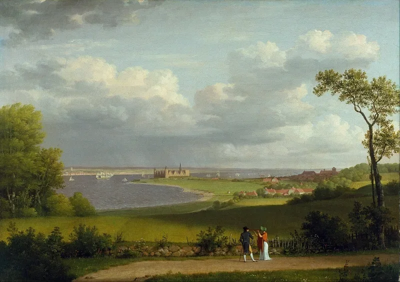 Christoffer W. Eckersberg | Blick nach Norden auf Schloss Kronborg – 1810 | Gerahmter Kunstdruck | Goldenes Zeitalter Dänemark | formida