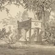 Christoffer W. Eckersberg | Molière-sarkofagen i Jardin Elysée - 1853 | Indrammet kunsttryk | Danmarks Guldalder | formida