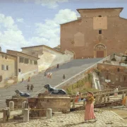 Christoffer W. Eckersberg | Die Marmortreppe, die zur Kirche Santa Maria in Aracoeli in Rom hinaufführt – 1816 | Gerahmter Kunstdruck | Goldenes Zeitalter Dänemark | formida