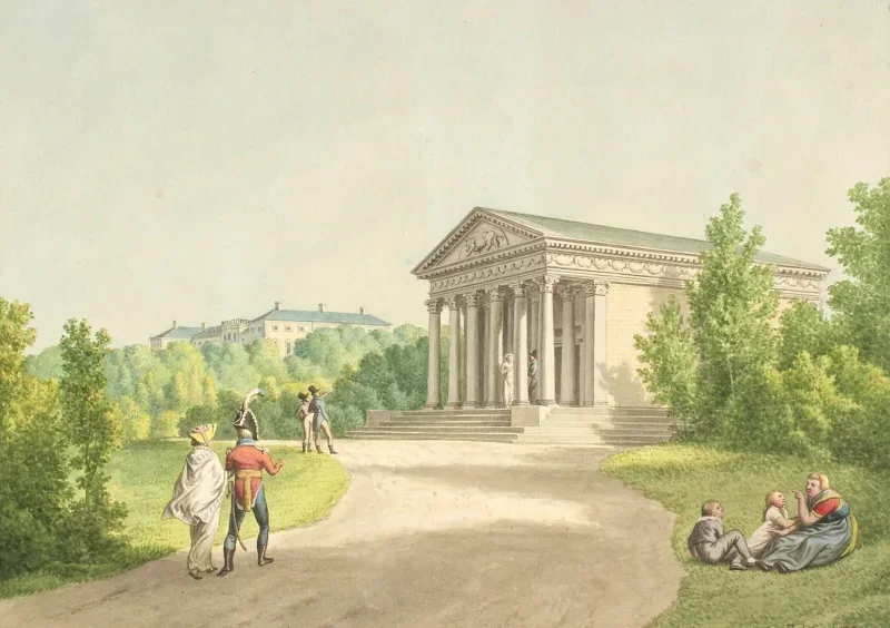 Christoffer W. Eckersberg | Frederiksberger Garten beim Schloss und dem Apis-Tempel - 1809 | Gerahmter Kunstdruck | Goldenes Zeitalter Dänemark | formida