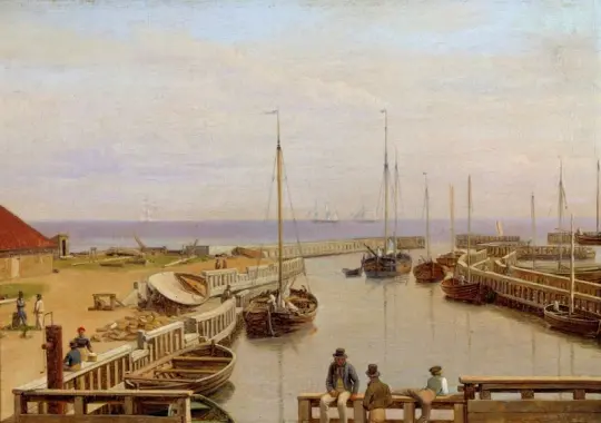 Christoffer W. Eckersberg | Der Hafen von Dragør in Dänemark -  1826 | Gerahmter Kunstdruck | Goldenes Zeitalter Dänemark | formida