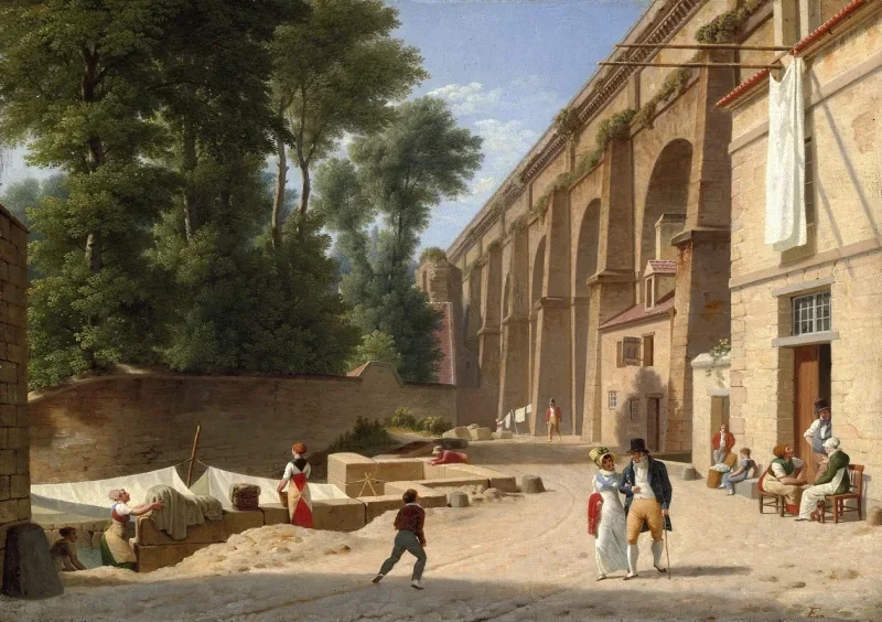 Christoffer W. Eckersberg | Die Landschaft unter dem Aquädukt - 1812 | Gerahmter Kunstdruck | Goldenes Zeitalter Dänemark | formida