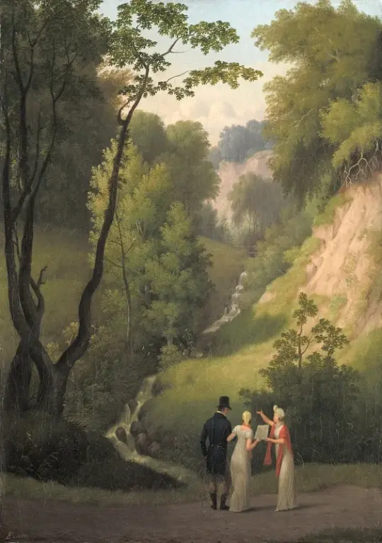 Christoffer W. Eckersberg | Djævlekløften på Liselund Gods. Møn - 1809 | Indrammet kunsttryk | Danmarks Guldalder | formida