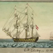 Christoffer W. Eckersberg |Et dansk krigsskib under sejl - 1804 | Indrammet kunsttryk | Danmarks Guldalder | formida
