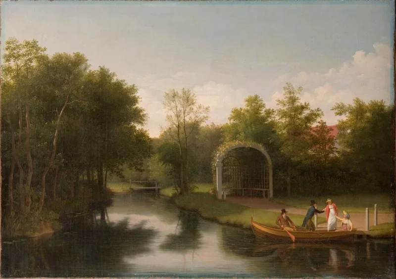 Christoffer W. Eckersberg | Lysthus i parken på Sanderumgård Gods - 1807 | Indrammet kunsttryk | Danmarks Guldalder | formida