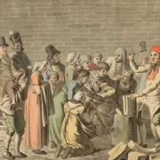 Christoffer W. Eckersberg | Uddeling af brænde til de fattige - 1808 | Indrammet kunsttryk | Danmarks Guldalder | formida