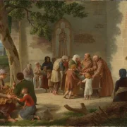 Christoffer W. Eckersberg | Vicelin uddeler brød til de fattige - 1812 | Indrammet kunsttryk | Danmarks Guldalder | formida
